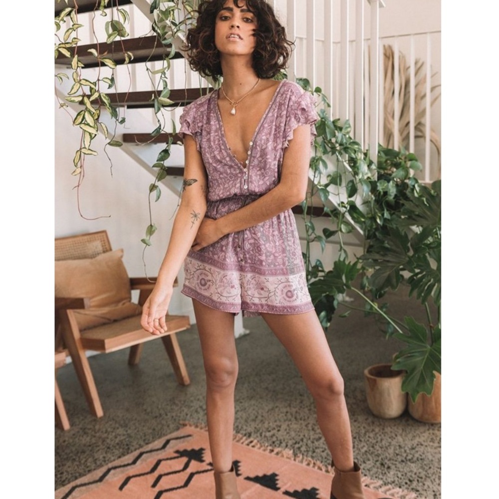 COPY - SPELL & the Gypsy Dahlia Romper in Mulberry